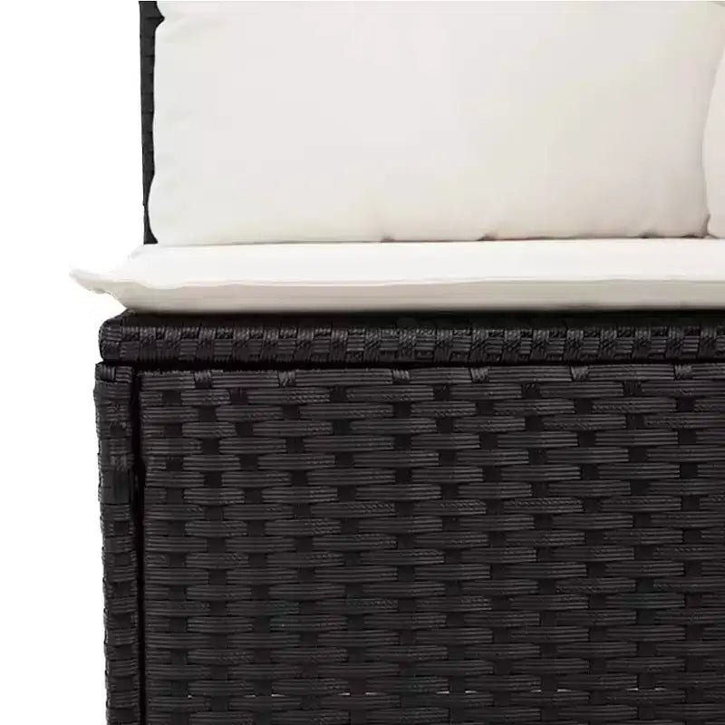 vidaXL Salon de jardin 7 pcs avec coussins résine tressée noir
