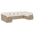 vidaXL 10 Piece Patio Sofa Set with Cushions Beige Poly Rattan