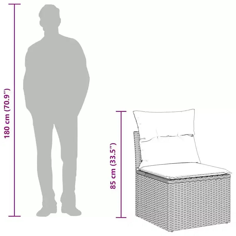 vidaXL Salon de jardin 10 pcs avec coussins Résine tressée Beige