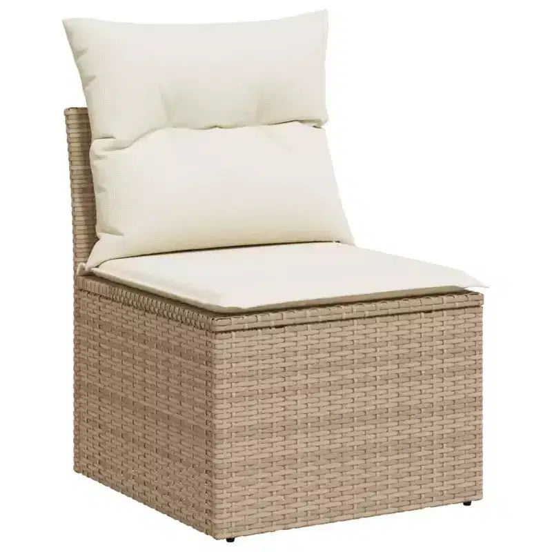 vidaXL Salon de jardin 10 pcs avec coussins Résine tressée Beige