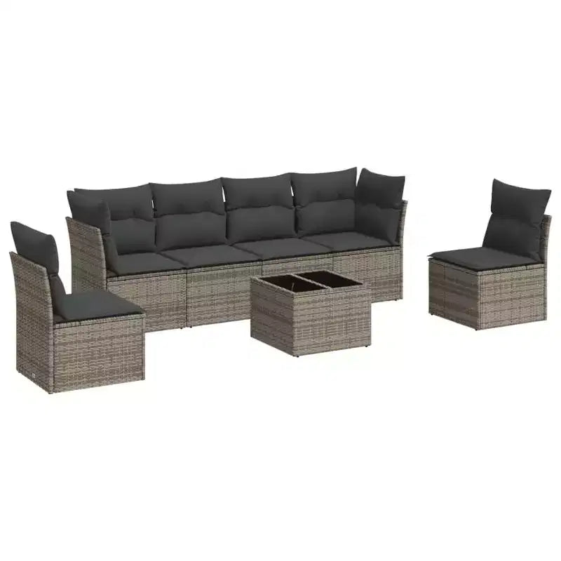 vidaXL 7 Piece Patio Sofa Set with Cushions Poly Rattan