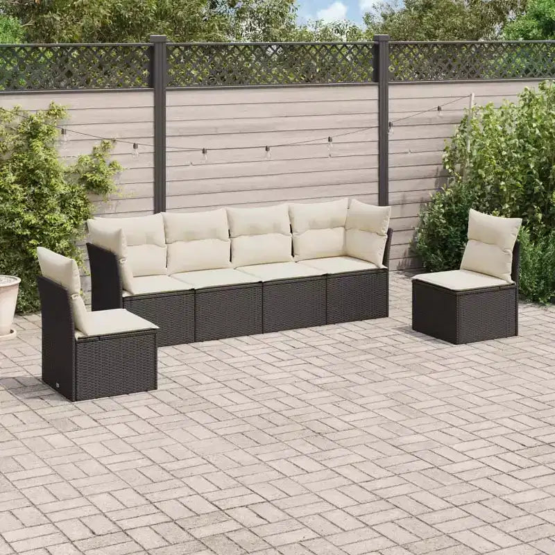 vidaXL Ensemble de canapés de jardin 7 pièces avec coussins, résine tressée