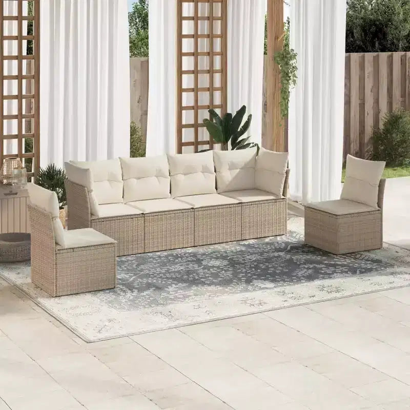 vidaXL Ensemble de canapés de jardin 7 pièces avec coussins, résine tressée