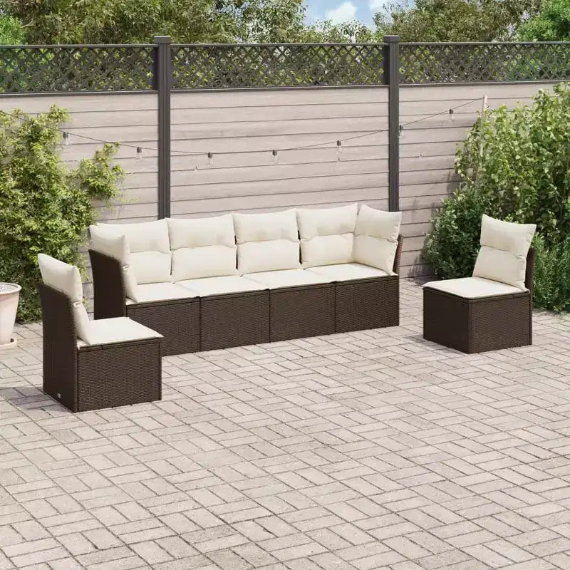 vidaXL Ensemble de canapés de jardin 7 pièces avec coussins, résine tressée
