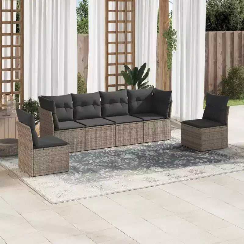 vidaXL Ensemble de canapés de jardin 7 pièces avec coussins, résine tressée
