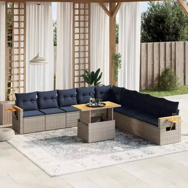 vidaXL Salon de jardin 11 pièces en résine tressée avec coussins