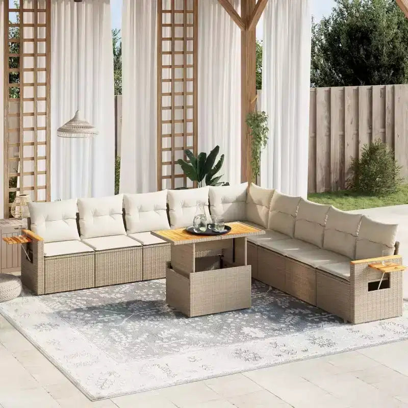 vidaXL Salon de jardin 11 pièces en résine tressée avec coussins