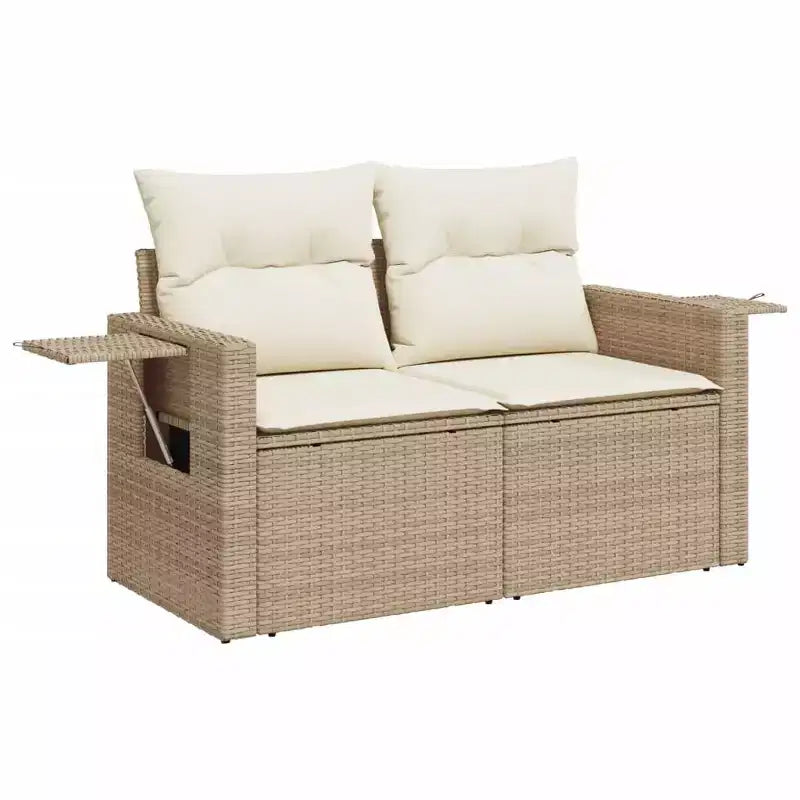 vidaXL Salon de jardin 8 pièces avec coussins en résine tressée beige