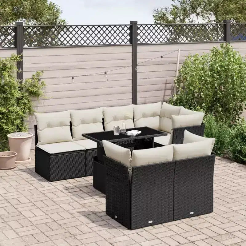 vidaXL Salon de jardin avec coussins 8 pièces en résine tressée