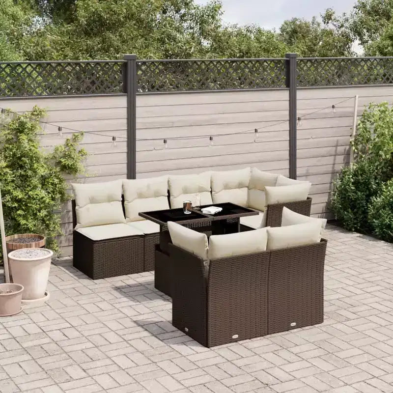 vidaXL Salon de jardin avec coussins 8 pièces en résine tressée