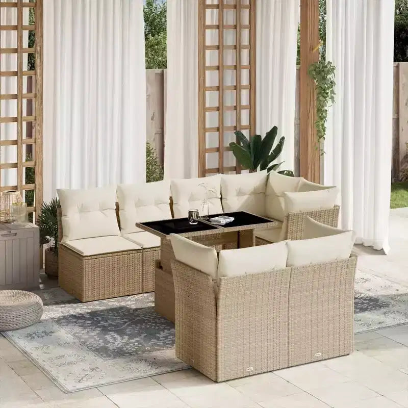 vidaXL Salon de jardin avec coussins 8 pièces en résine tressée