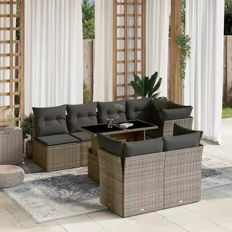 vidaXL Salon de jardin avec coussins 8 pièces en résine tressée