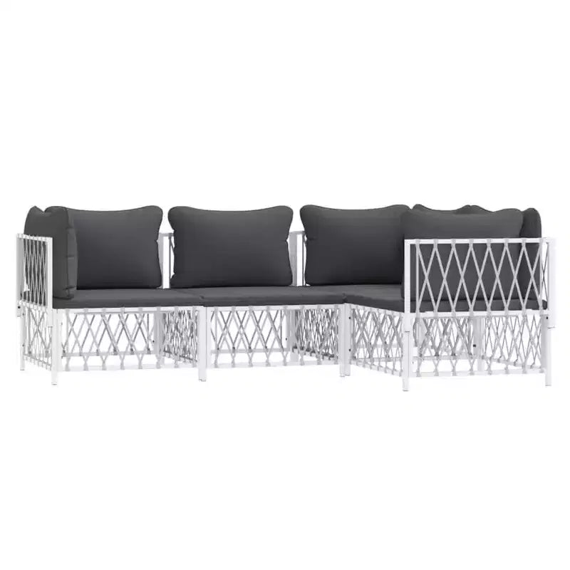 vidaXL Salon de jardin 3 pièces avec coussins anthracite acier