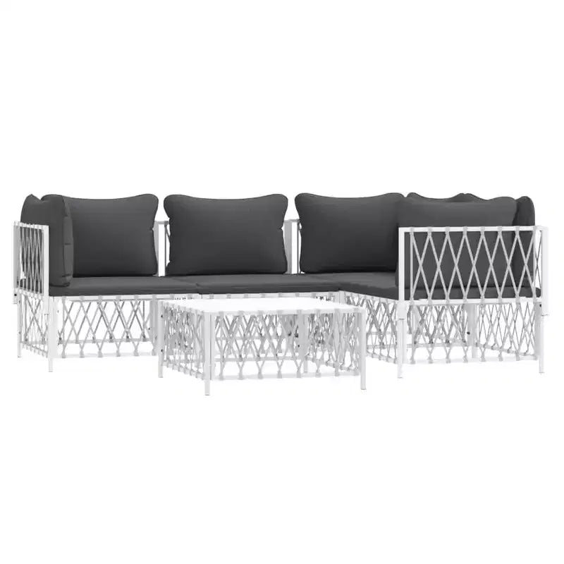 vidaXL Salon de jardin 3 pièces avec coussins anthracite acier