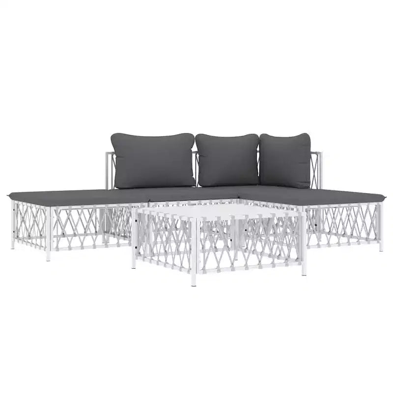 vidaXL Salon de jardin 3 pièces avec coussins anthracite acier