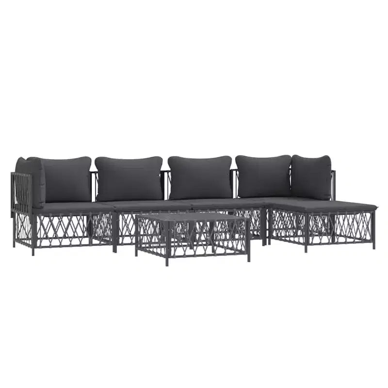 vidaXL Salon de jardin 3 pièces avec coussins anthracite acier