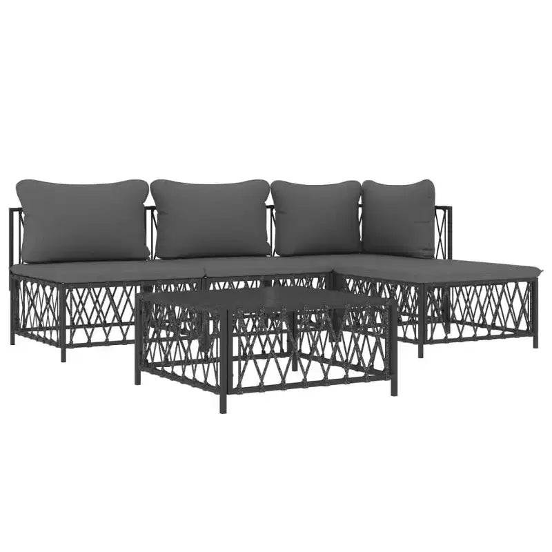 vidaXL Salon de jardin 3 pièces avec coussins anthracite acier