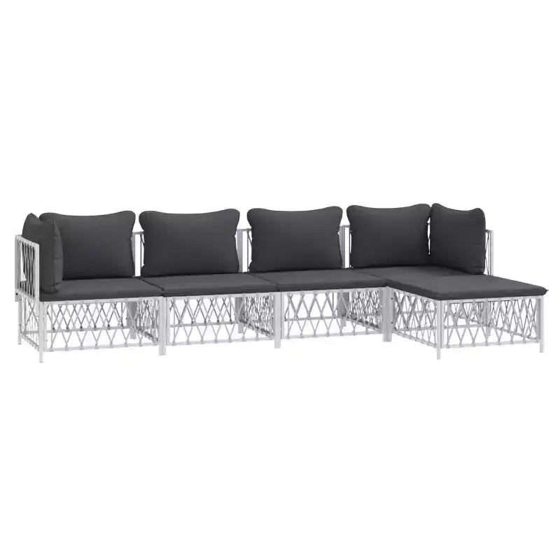 vidaXL Salon de jardin 3 pièces avec coussins anthracite acier