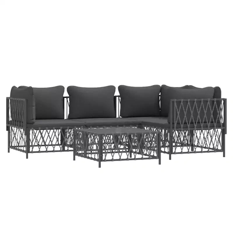 vidaXL Salon de jardin 3 pièces avec coussins anthracite acier