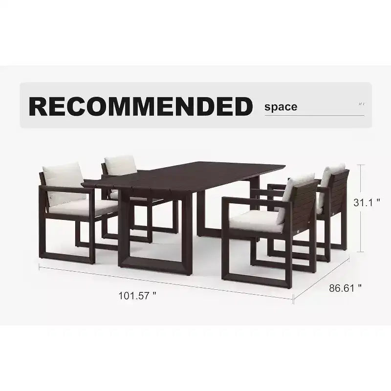 Ensemble de salle à manger d'extérieur PURPLE LEAF, ensemble de table et chaises de patio de luxe en aluminium avec coussin épais amovible