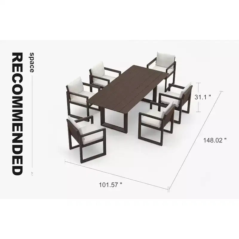 Ensemble de salle à manger d'extérieur PURPLE LEAF, ensemble de table et chaises de patio de luxe en aluminium avec coussin épais amovible