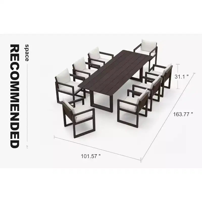 Ensemble de salle à manger d'extérieur PURPLE LEAF, ensemble de table et chaises de patio de luxe en aluminium avec coussin épais amovible