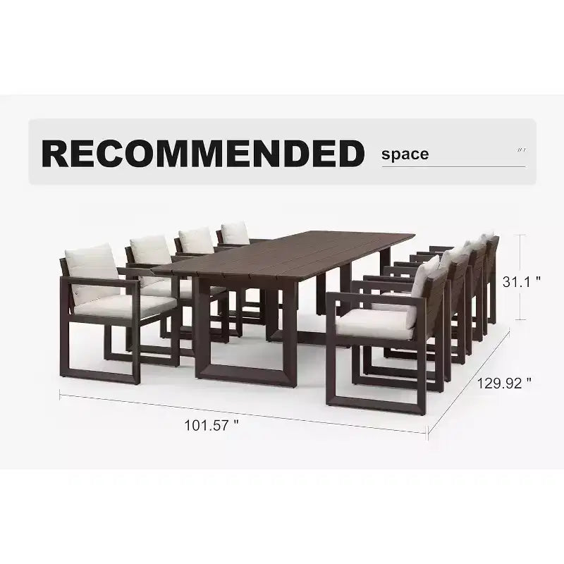 Ensemble de salle à manger d'extérieur PURPLE LEAF, ensemble de table et chaises de patio de luxe en aluminium avec coussin épais amovible