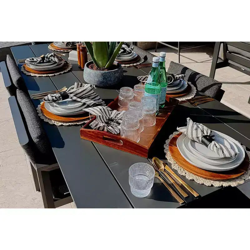 Ensemble de salle à manger d'extérieur PURPLE LEAF, ensemble de table et chaises de patio de luxe en aluminium avec coussin épais amovible