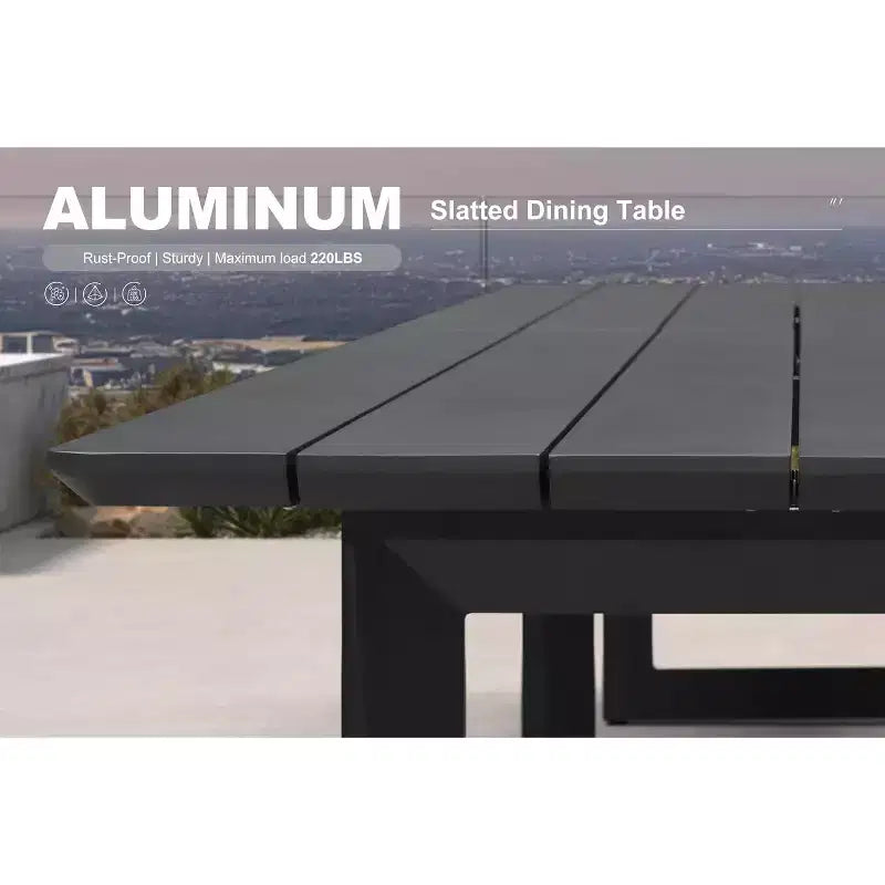 Ensemble de salle à manger d'extérieur PURPLE LEAF, ensemble de table et chaises de patio de luxe en aluminium avec coussin épais amovible