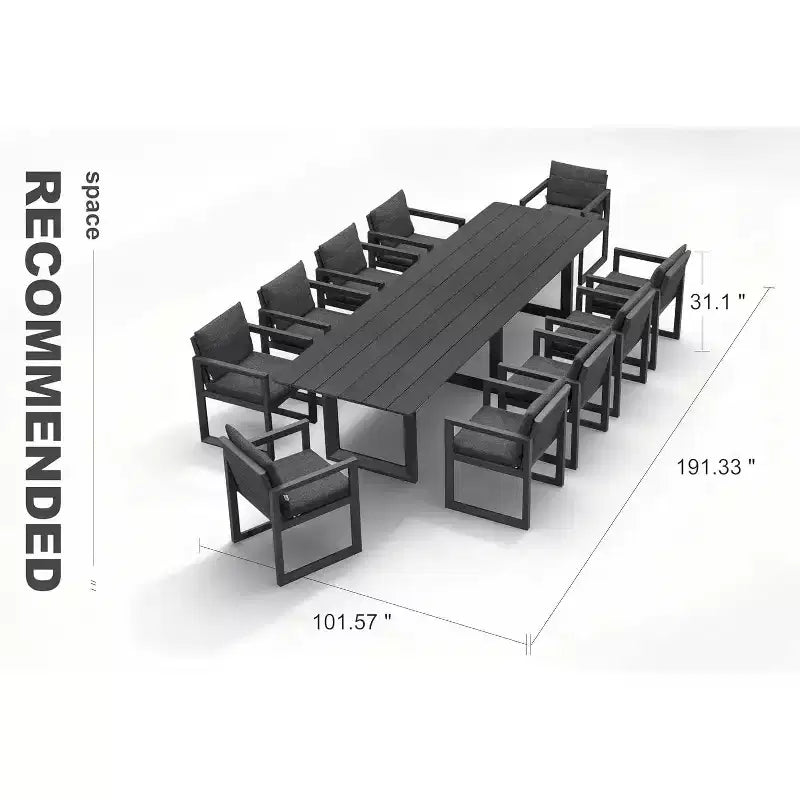 Ensemble de salle à manger d'extérieur PURPLE LEAF, ensemble de table et chaises de patio de luxe en aluminium avec coussin épais amovible