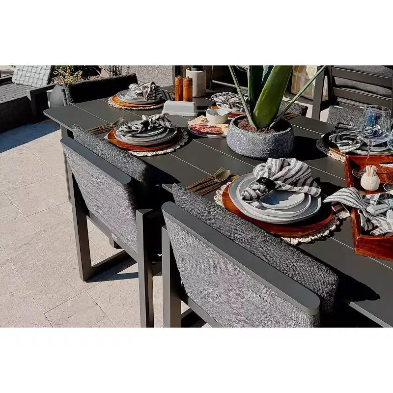 Ensemble de salle à manger d'extérieur PURPLE LEAF, ensemble de table et chaises de patio de luxe en aluminium avec coussin épais amovible