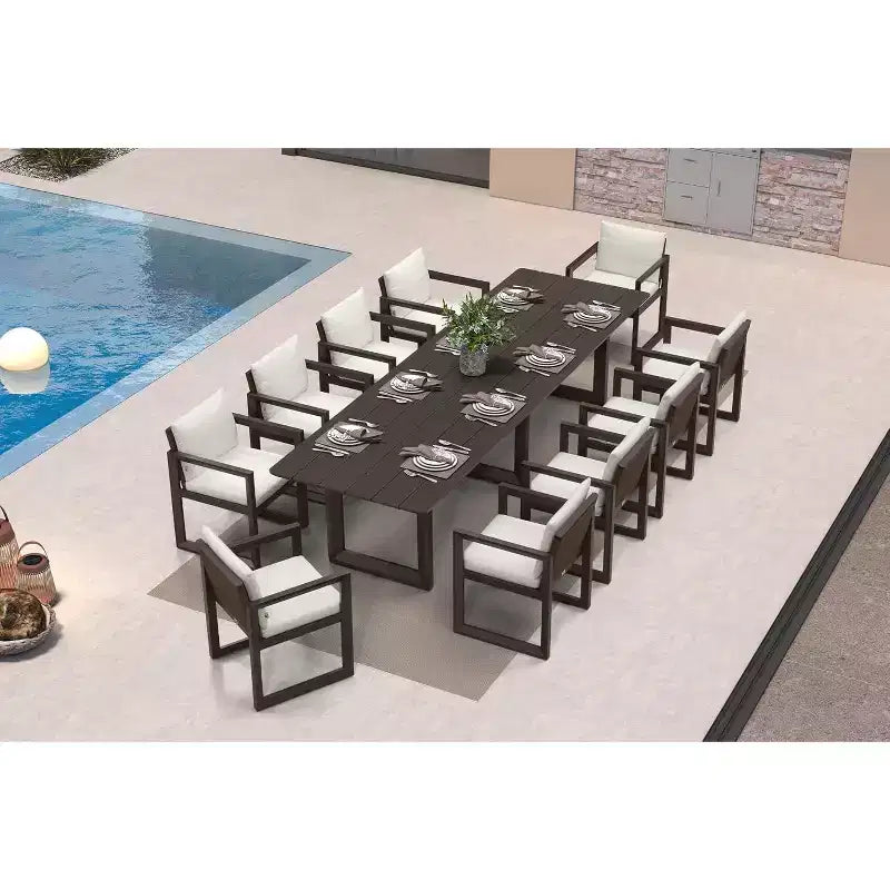 PURPLE LEAF Outdoor Dining Set Aluminum Luxury Patio Furniture Table and Chairs Set with Removable Thick Cushion