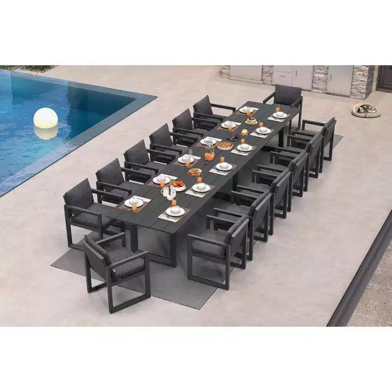 Ensemble de salle à manger d'extérieur PURPLE LEAF, ensemble de table et chaises de patio de luxe en aluminium avec coussin épais amovible
