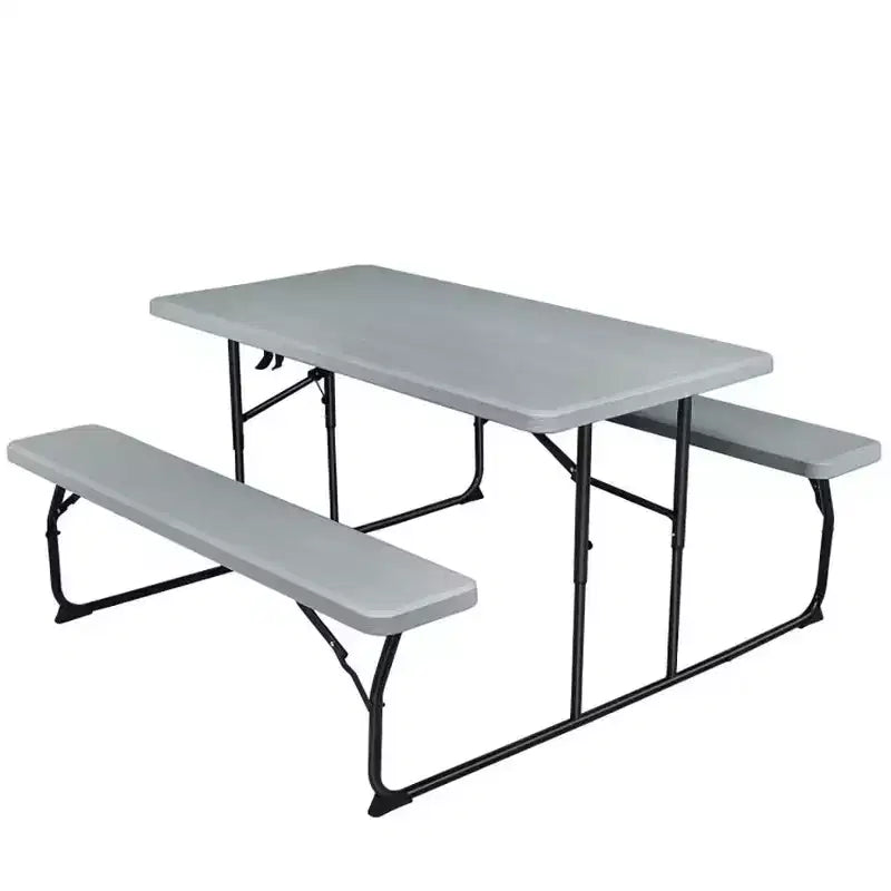 Ensemble table de pique-nique pliante banc intérieur et extérieur avec texture aspect bois