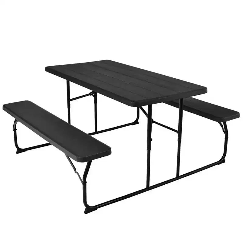 Ensemble table de pique-nique pliante banc intérieur et extérieur avec texture aspect bois