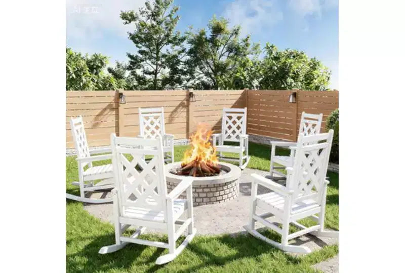 COZONY Ensemble de 2/4/6 chaises à bascule d'extérieur, rocking chair de terrasse en HDPE résistant aux intempéries supportant 172 kg