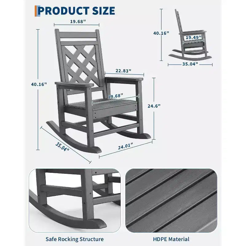 COZONY Ensemble de 2/4/6 chaises à bascule d'extérieur, rocking chair de terrasse en HDPE résistant aux intempéries supportant 172 kg