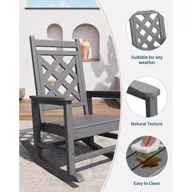 COZONY Ensemble de 2/4/6 chaises à bascule d'extérieur, rocking chair de terrasse en HDPE résistant aux intempéries supportant 172 kg