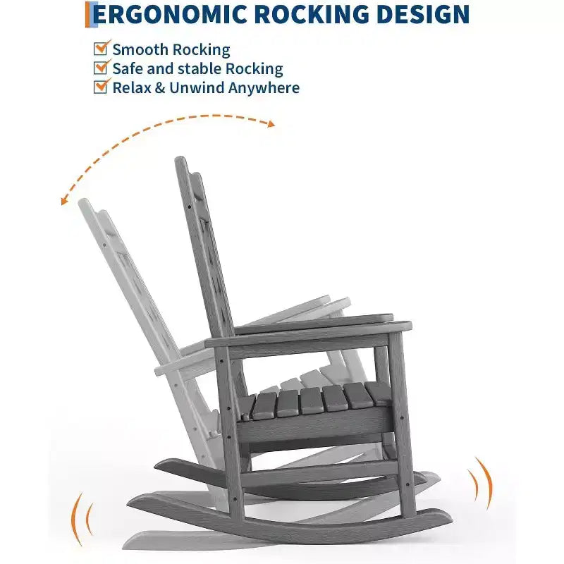 COZONY Ensemble de 2/4/6 chaises à bascule d'extérieur, rocking chair de terrasse en HDPE résistant aux intempéries supportant 172 kg