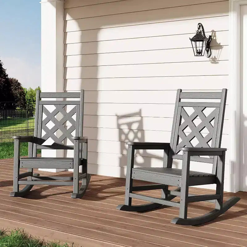 COZONY Ensemble de 2/4/6 chaises à bascule d'extérieur, rocking chair de terrasse en HDPE résistant aux intempéries supportant 172 kg