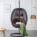 Swinging Chair Hammock Egg Chair Patio Wicker Swing Egg Hanging Chair With Stand, 350lbs Maximum Weight Capacity, Black