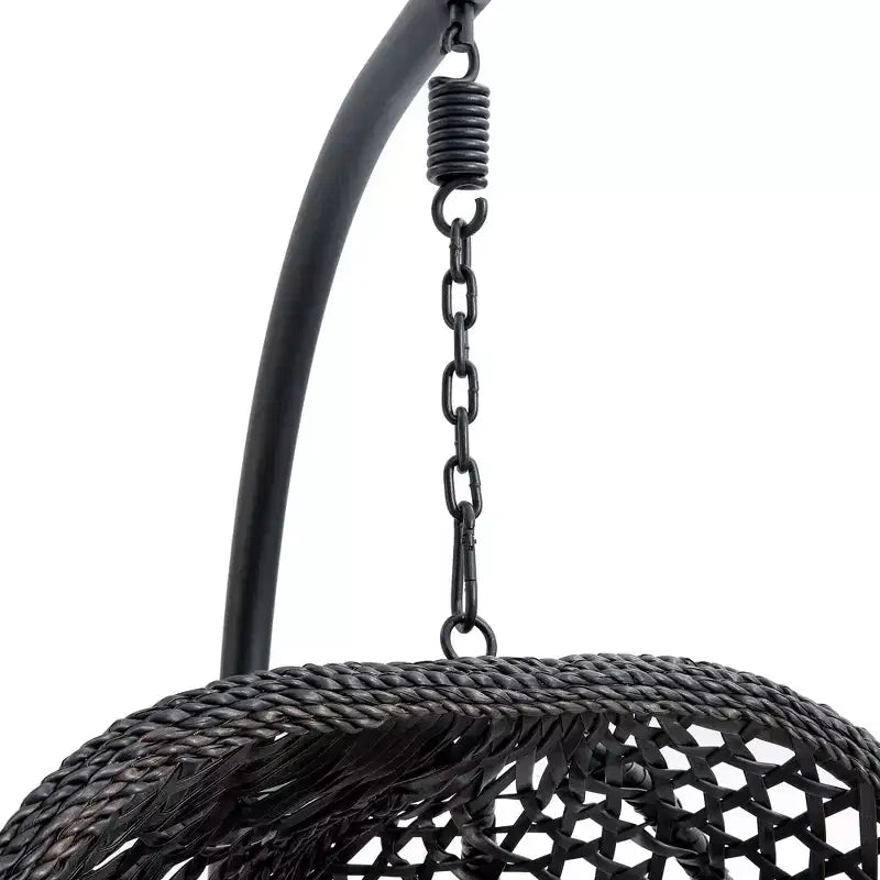 Fauteuil suspendu pour terrasse en osier, avec support, capacité de poids maximale de 159 kg, noir