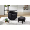 Swivel Accent Chair, Modern Swivel Chair with Ottoman, Comfortable Living Room Chairs Upholstered Armchairs 360 Degree Swivel Barrel Round