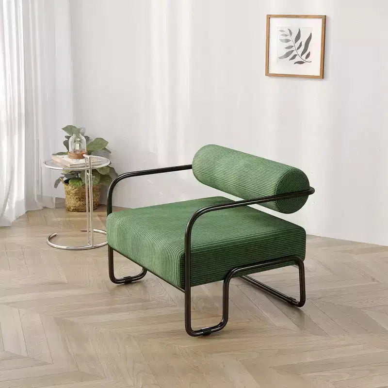 Fauteuil de salon avec dossier et structure en fer, fauteuil de lecture rembourré confortable, fauteuil simple pour appartement ou chambre