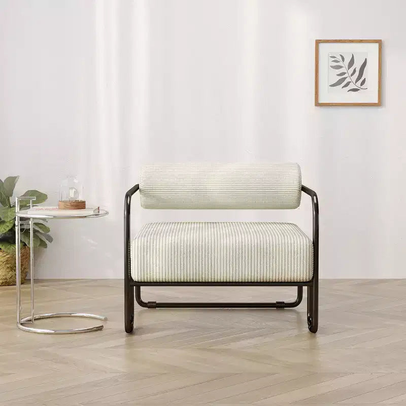 Fauteuil de salon avec dossier et structure en fer, fauteuil de lecture rembourré confortable, fauteuil simple pour appartement ou chambre