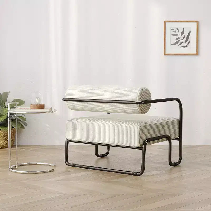 Fauteuil de salon avec dossier et structure en fer, fauteuil de lecture rembourré confortable, fauteuil simple pour appartement ou chambre