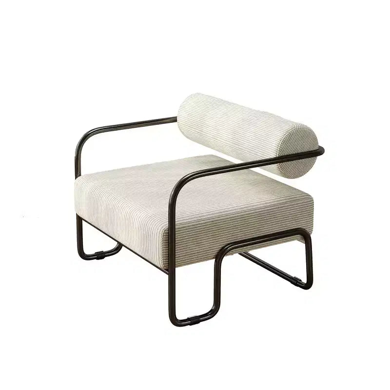 Fauteuil de salon avec dossier et structure en fer, fauteuil de lecture rembourré confortable, fauteuil simple pour appartement ou chambre