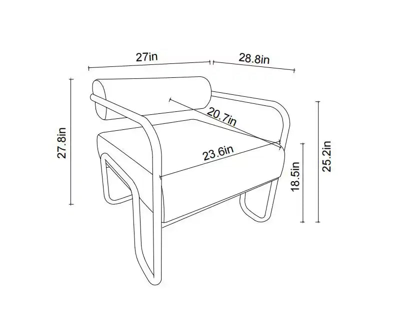 Fauteuil de salon avec dossier et structure en fer, fauteuil de lecture rembourré confortable, fauteuil simple pour appartement ou chambre