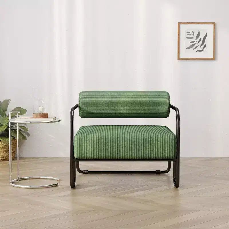 Fauteuil de salon avec dossier et structure en fer, fauteuil de lecture rembourré confortable, fauteuil simple pour appartement ou chambre