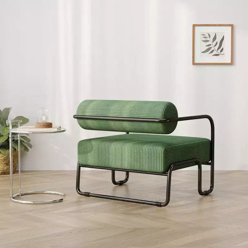 Fauteuil de salon avec dossier et structure en fer, fauteuil de lecture rembourré confortable, fauteuil simple pour appartement ou chambre